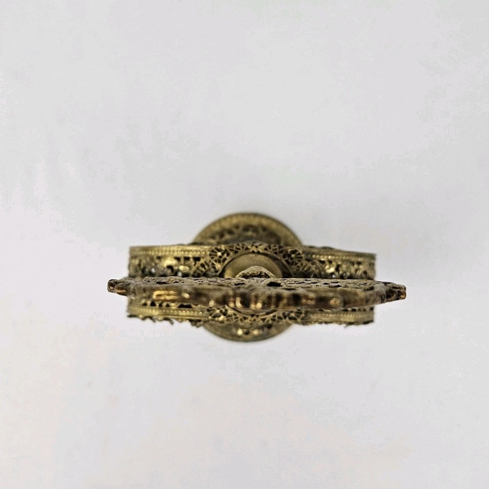 Vintage Brass Filigree Floral Ormolu Perfume Bottle Antique Victorian Ornate - Picture 4 of 12